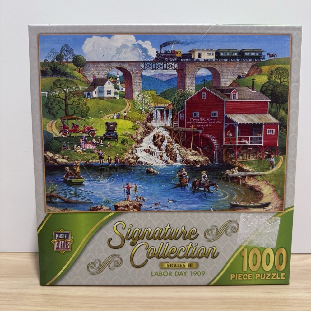 Lot 4 Master Pieces 1000 Piece Puzzles BUNGALOWVILLE Labor Day 1909 TPL THREAT + - Picture 11 of 16